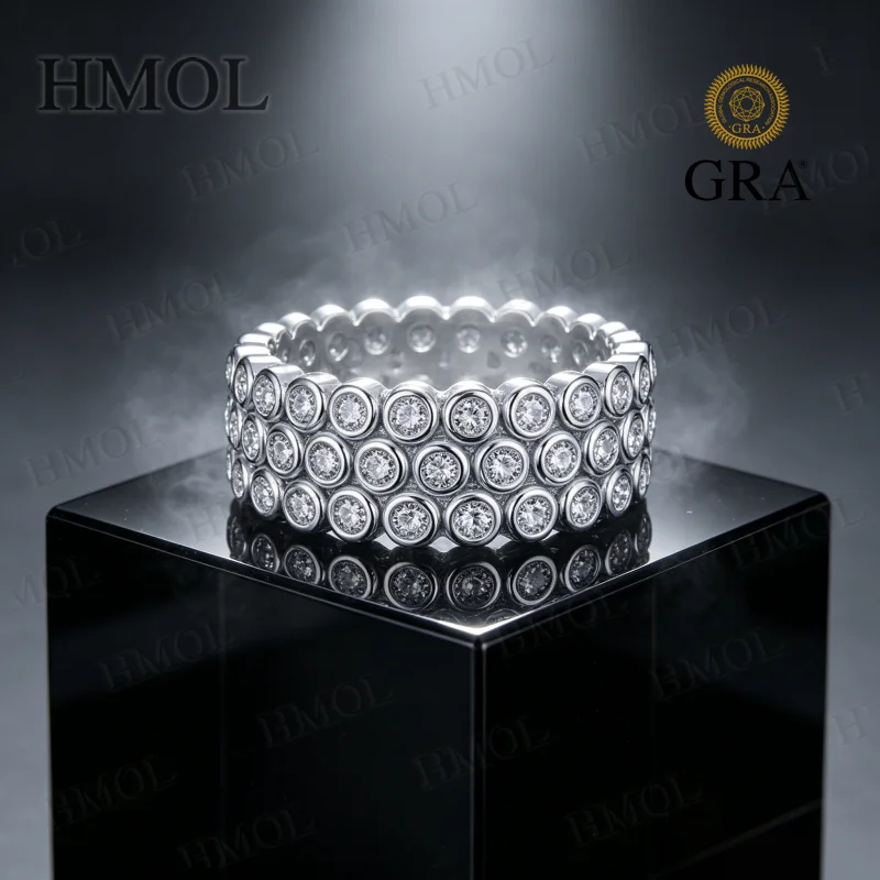 Moissanite Ring Round Cut D Color GRA Certified 925 Sterling Silver Color Lasting & Ideal Gift Women Fine Jewelry