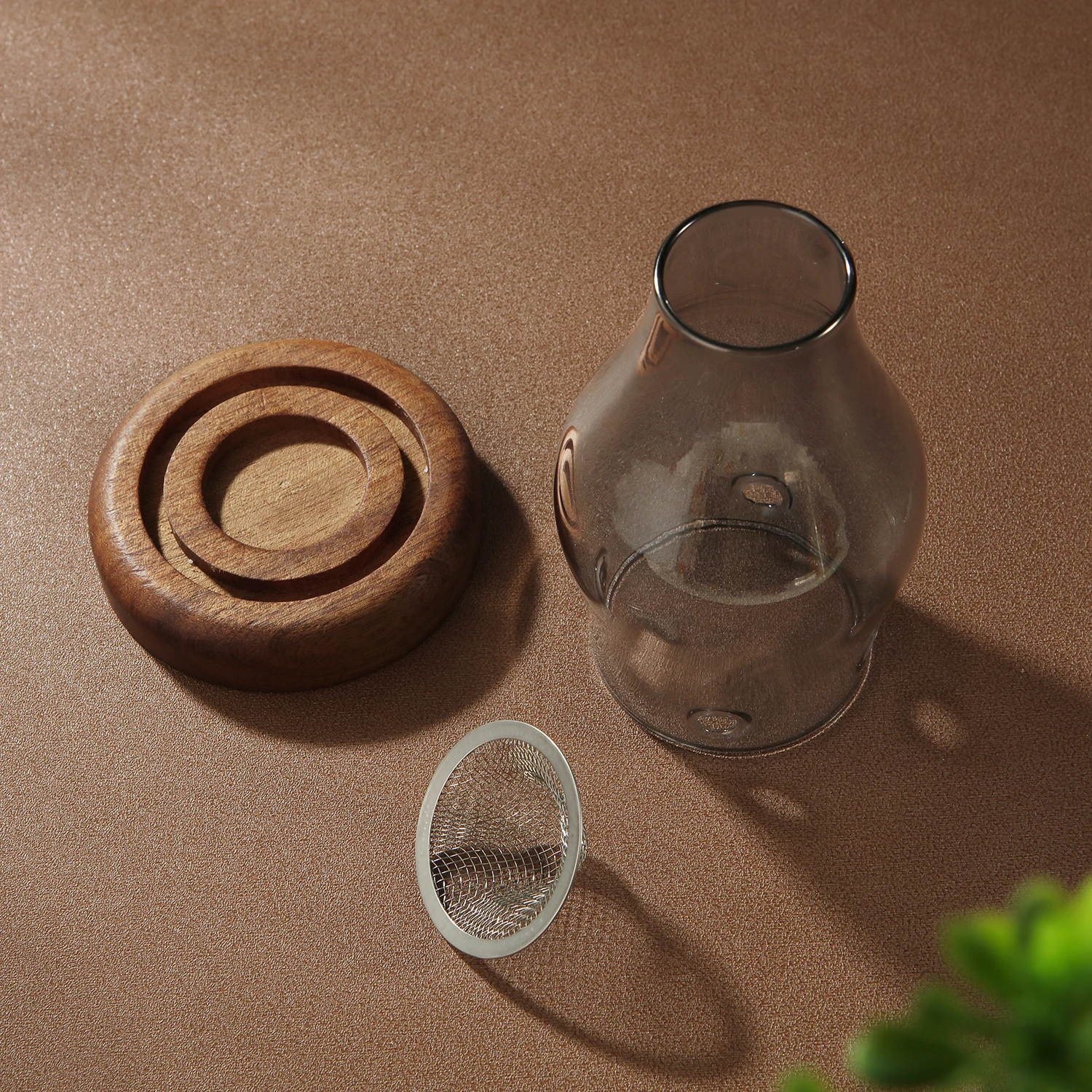 Kerzenhalter aus Glas, Aromatherapie-Heizhalter mit Holzsockel, Aromatherapie-Räuchergefäß für Yoga, SPA, Aromatherapie – Detail 7