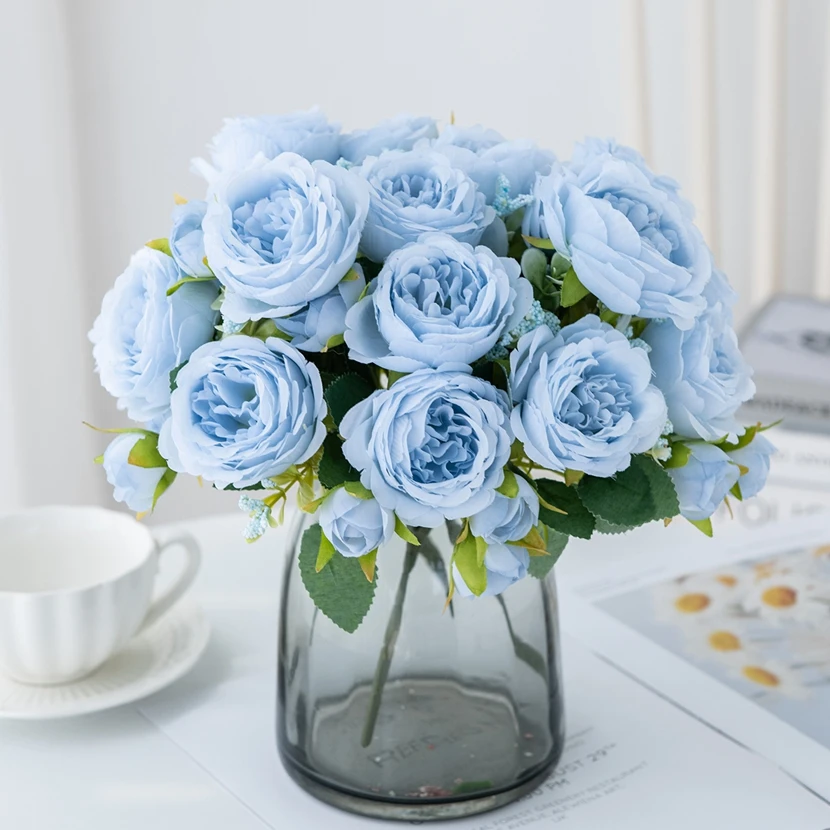 

6Pcs Artificial Flowers Fake Silk Peony Vase Bouquet Room Home Decor Outdoor Garden Wreath Wedding Bride Diy Gift Prop Wholesale