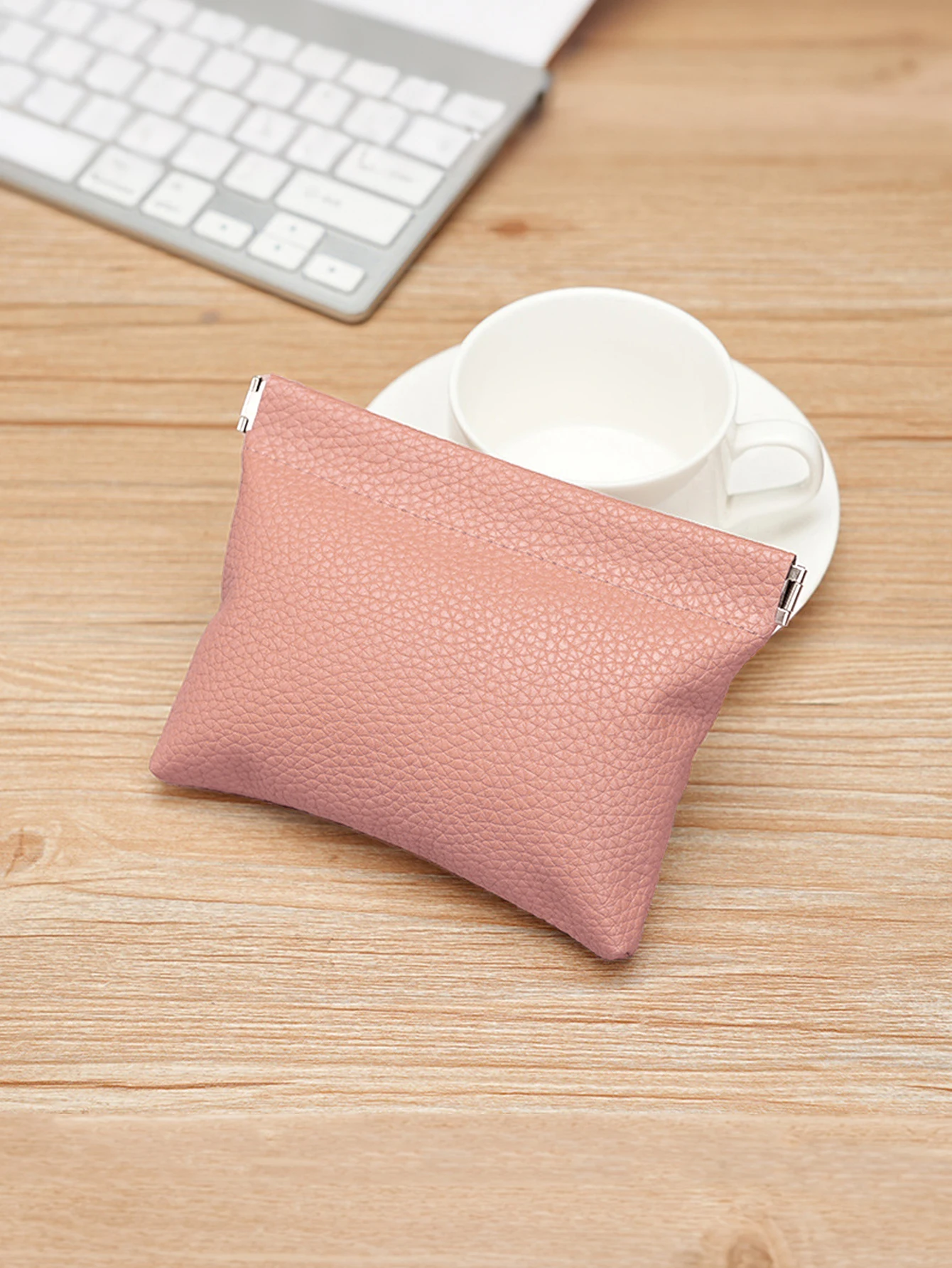 Stylish solid color self-closing card holder women's long wallet high-quality PU short coin purse multi-functional storage bag