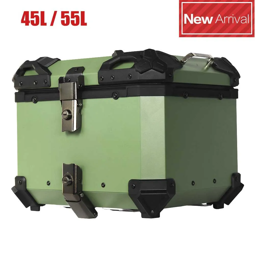 

45L Universal Motorcycle Box Top Case Rear Luggage Trunk Topcase Helmet Travel Storage Toolbox Aluminum Waterproof Accessories