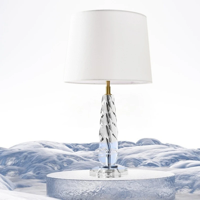 

Creative light luxury crystal desk lamp luxury threaded bedside lamp premium living room sofa edge art transparent art luminous