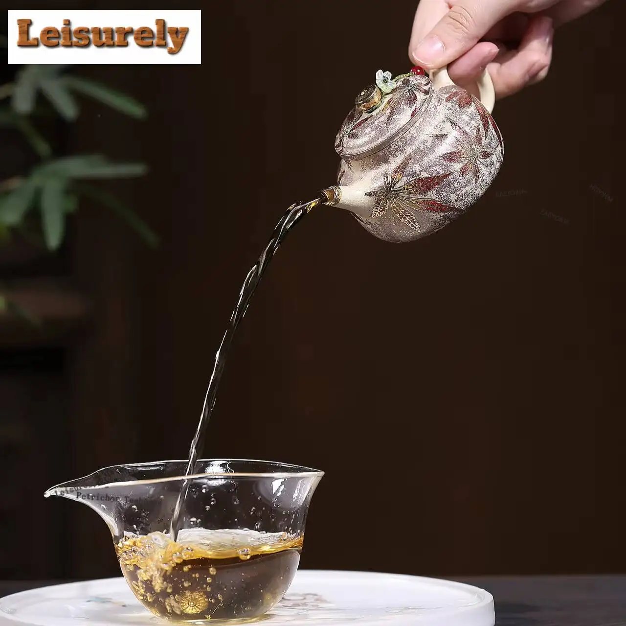 120ml Authentic Yixing Purple Clay Teapots Handmade Gold Drawing Pot Raw Ore Benshan Green Mud Kettle Zisha Teaset Decoration