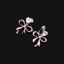 New Women's Dopamine Pink Bow Mosquito Incense Plate Ear Clip No Ear Hole Academy Style Love Earnail Jewelry Gift
