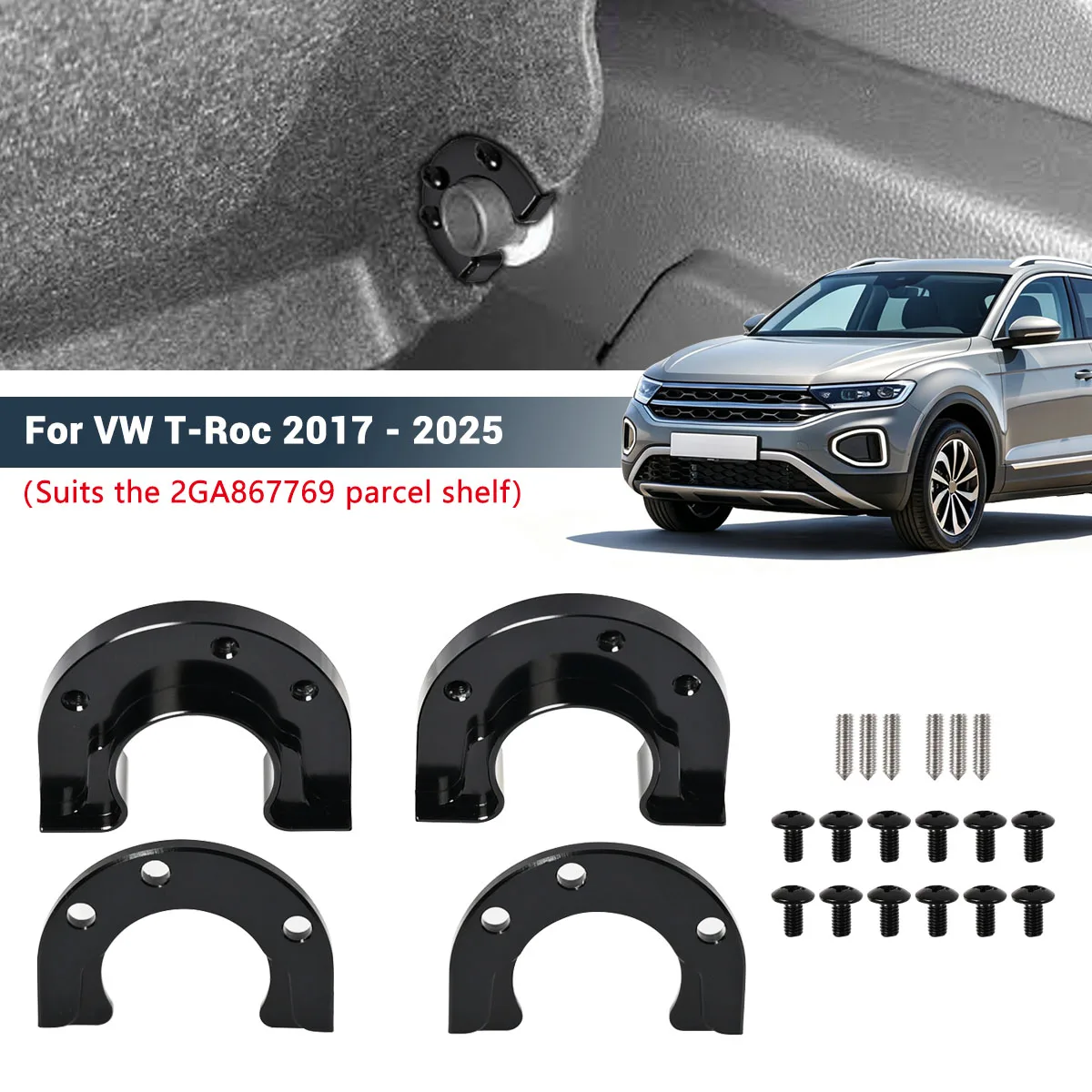 2PCS Rear Trunk Parcel Shelf Retaining Pin Boot String Hanger Bracket Pegs For VW T-Roc 2017 2018 2019 2020 2021 2022 2023-2025