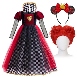 Kids The Red Queen Cosplay Dress Halloween Party Mother And Girl Family Matching Outfits Long Sleeve Sequin Princess Costume