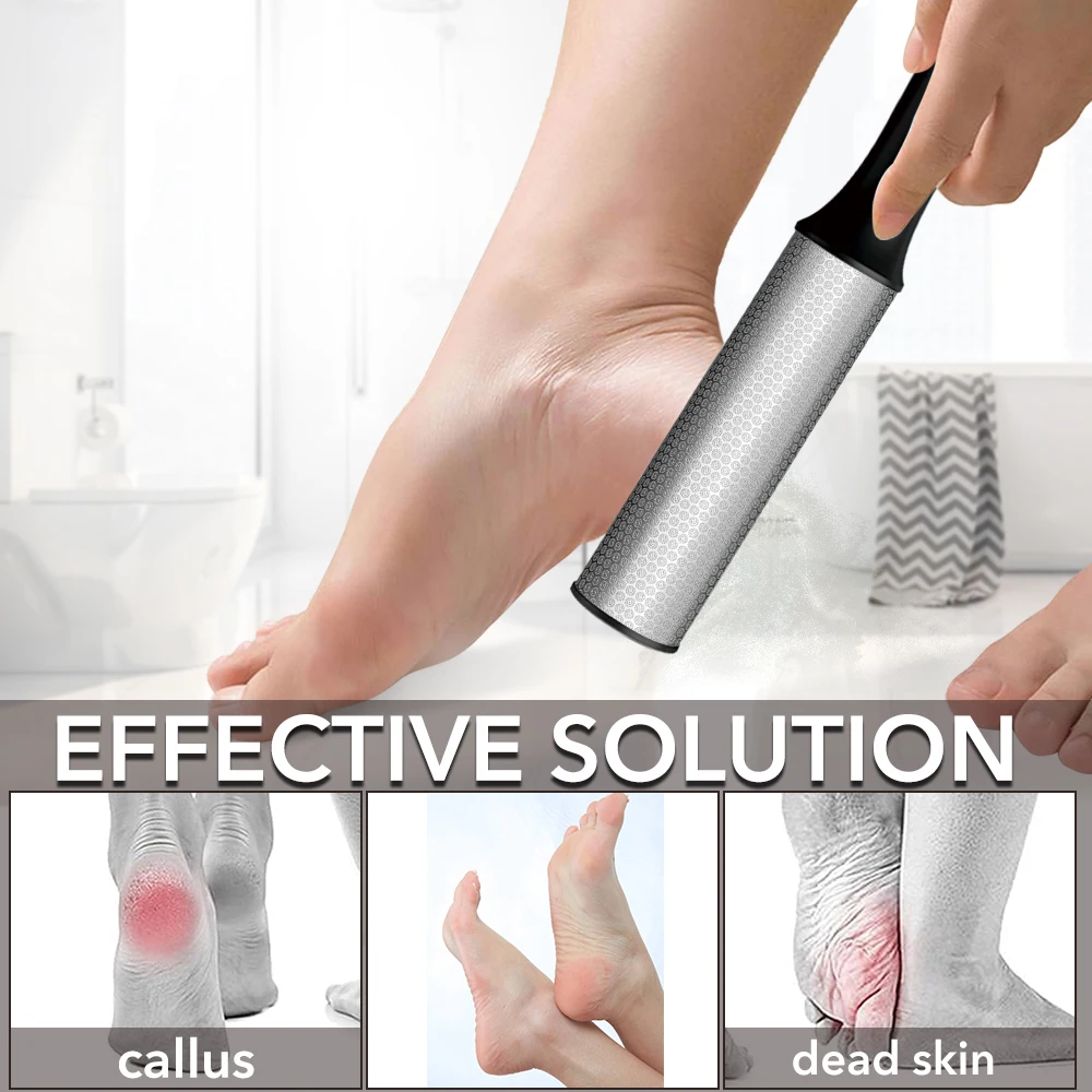 Raschietto per piedi in acciaio inossidabile da 1 pezzo Lima per piedi in metallo Lima per piedi a doppia faccia Rimozione calli Raspa per piedi professionale