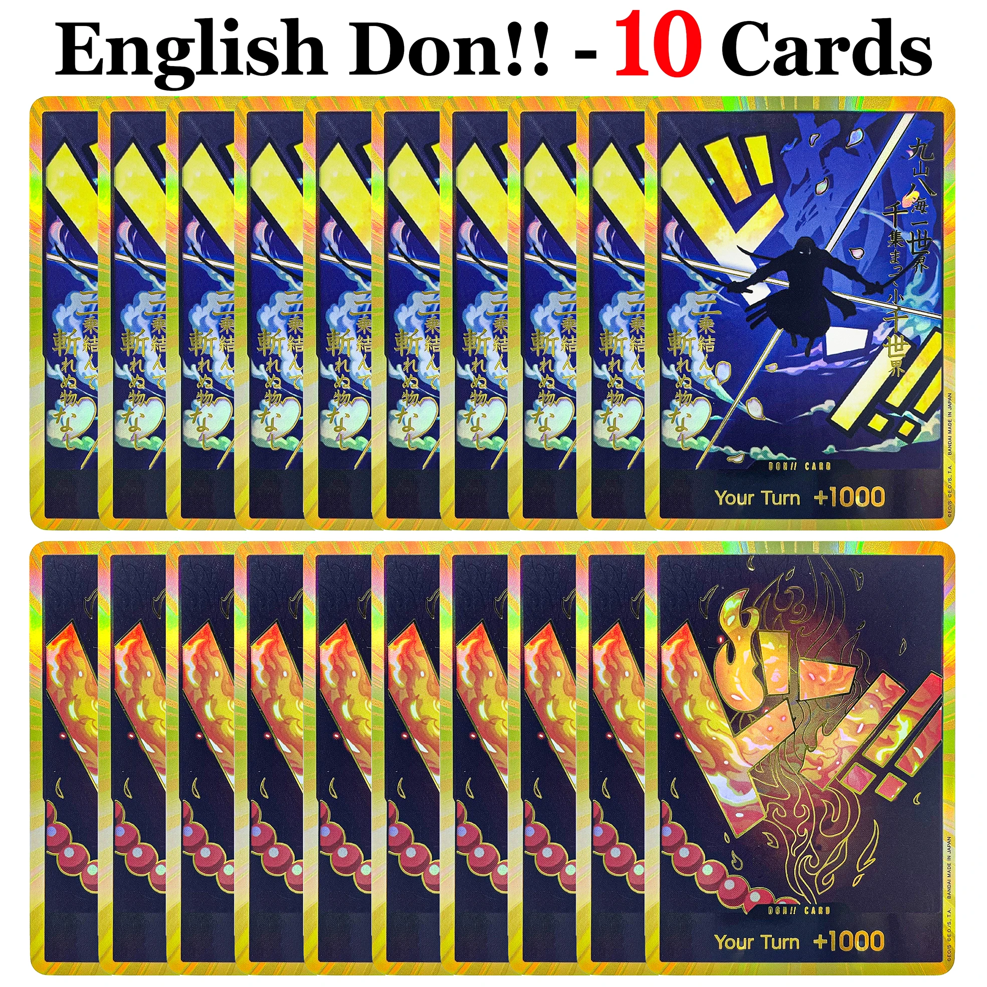 10 قطع قطعة واحدة أفضل إطار ذهبي دون!! بطاقات ACE/ENEL/WHITEBEARD/KAIDO OPCG Game Collection Proxy Card النسخة الإنجليزية