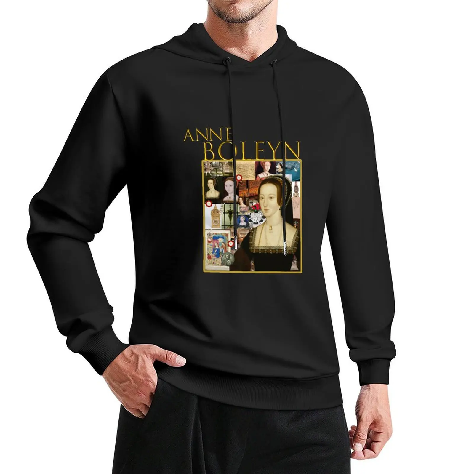 Anne Boleyn Collage Pullover Hoodie korean autumn clothes aesthetic clothing autumn men's sweat-shirt set tracksuits