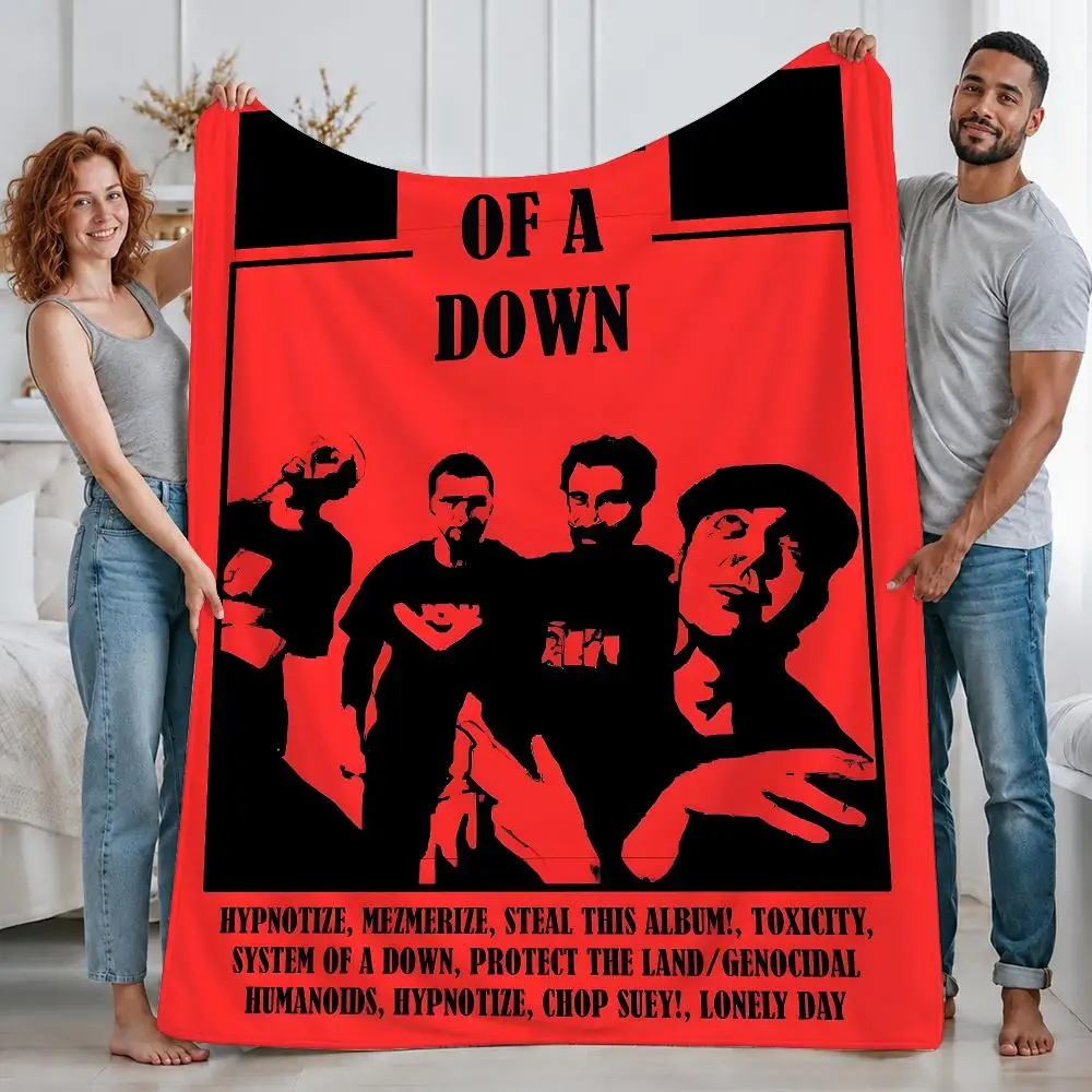 Rock Band System of a Down Throw Custom Printed Flannel Fleece Blanket for Sofa Bed Office Travel & Camping