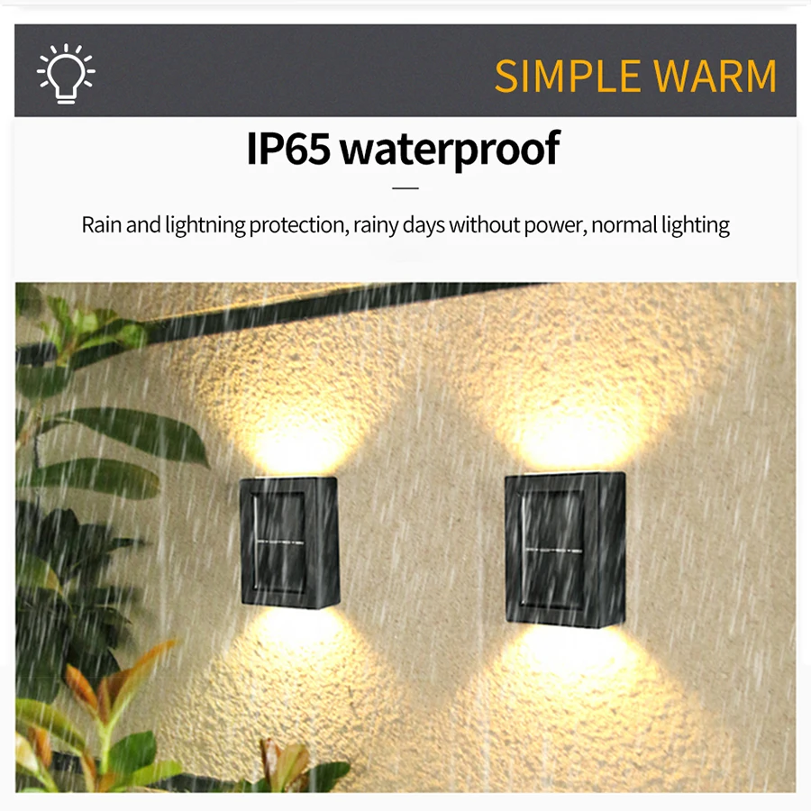 Outdoor Solar Wall Lamp LED Solar Spot Lights Waterproof Up and Down Luminous Lighting For Garden Street Landscape Decoration