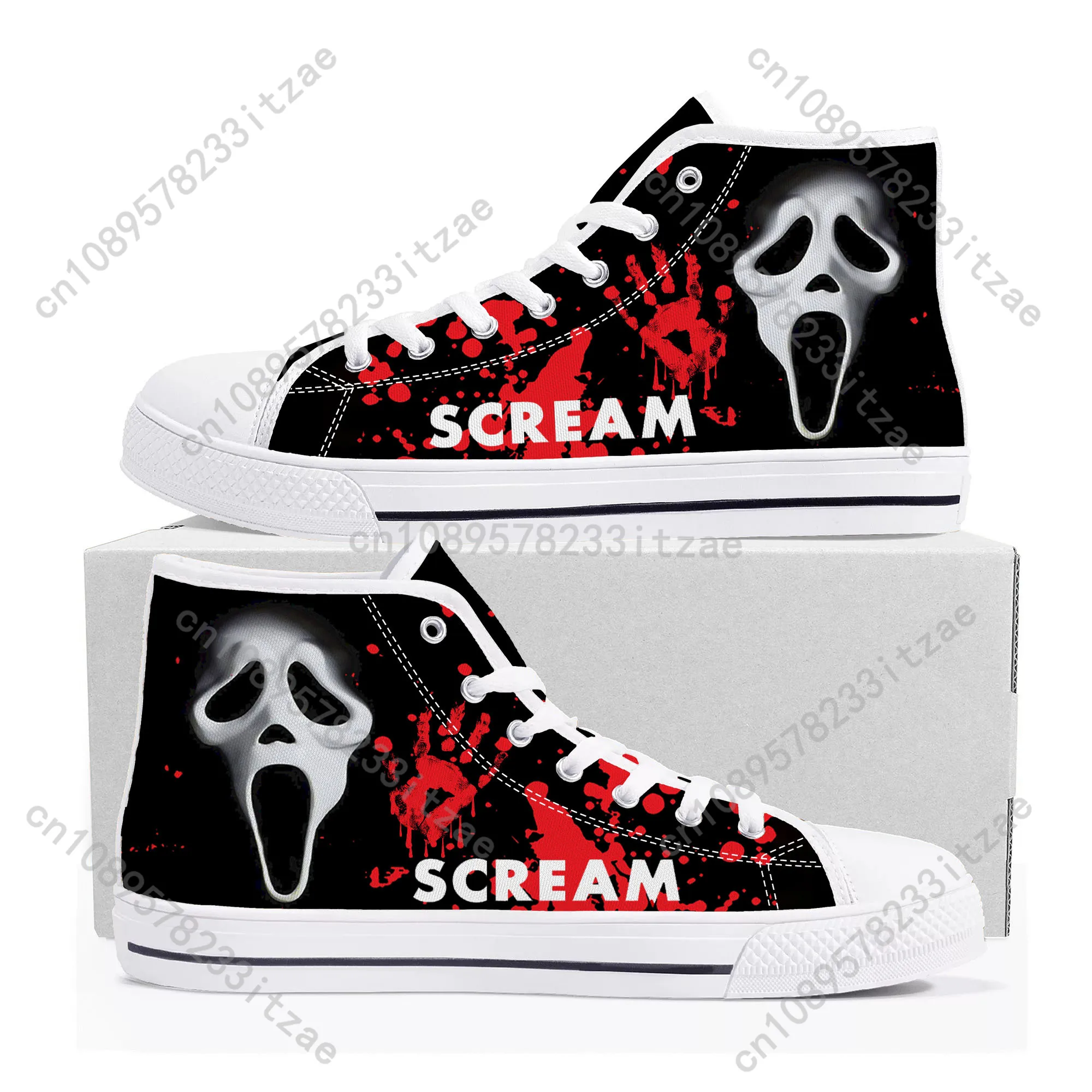 Scream Movie billy Loomis Halloween High Top Sneakers Mens Womens Teenager Canvas Sneaker Casual Custom Made Shoe Customize Shoe