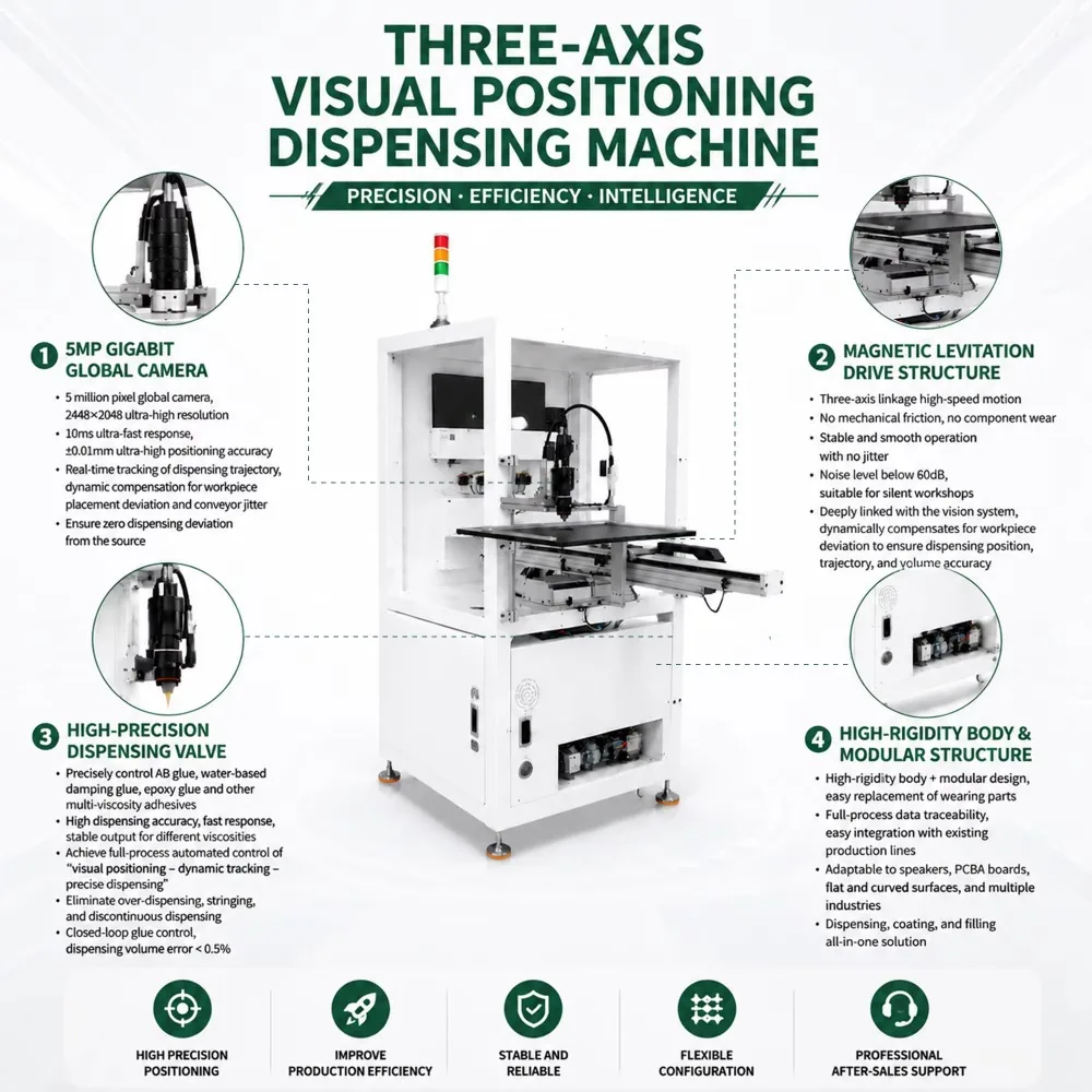 Industrial Automatic Dispensing Robot CCD Visual Position System 5MP Gigabit Tiny Workpiece Contour Capture