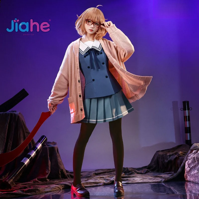 

Kuriyama Mirai Beyond the Boundary Cosplay Costume Sweater, shirt, skirt, socks, sweet JK uniform Halloween party Woman set