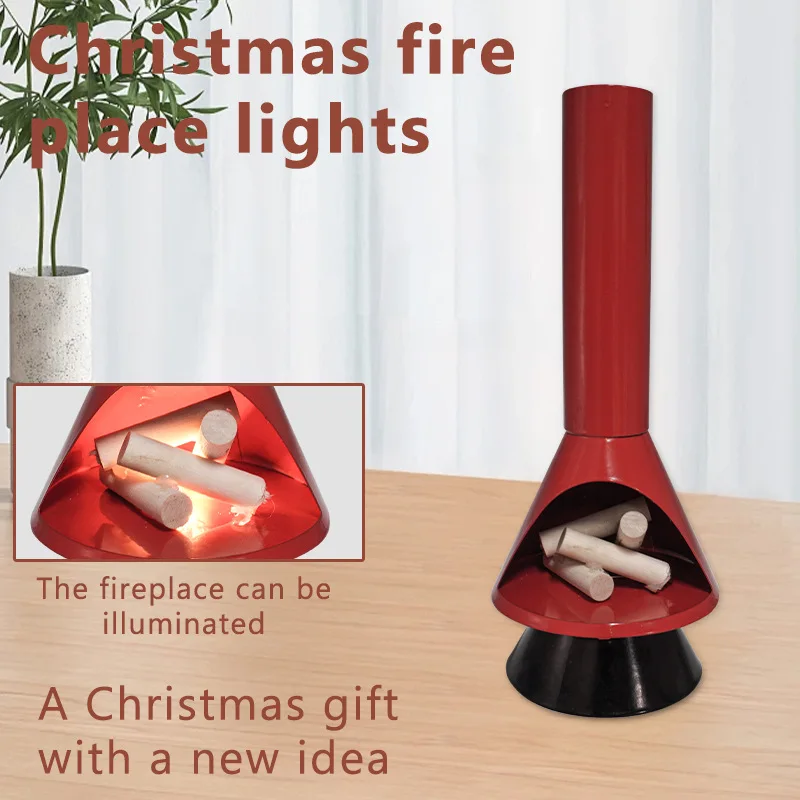 

21cm Mid-Century Modern-Style LED Christmas Fireplace Decorative Lights Small Desktop Fireplace Lamp Flame Effect LED Fire Lamp