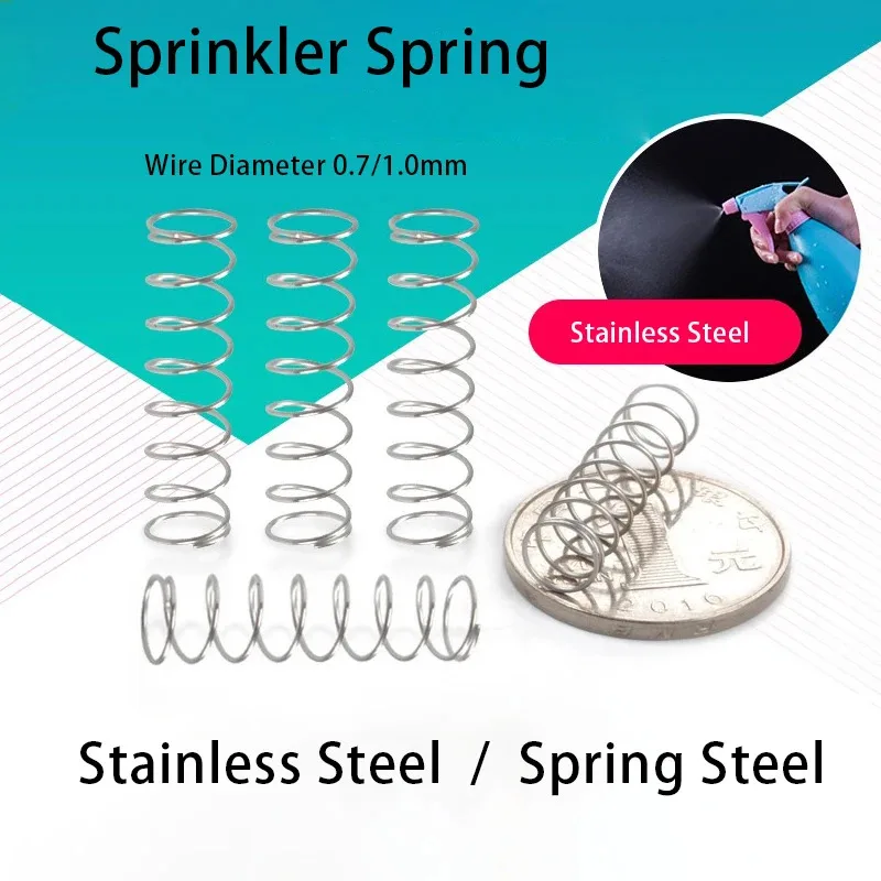 

Sprinkler Spring Spray Bottle Part Stainless Spring Steel Compression Spring Wire Diameter 0.7/1mm Outer Dia 7/8mm Length25/35mm
