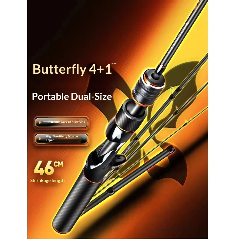 

Hasida Lure Fishing Rod Multi Section Portable Travel Carbon Fiber Long Casting High Sensitivity Dual Size Micro 46Cm Length