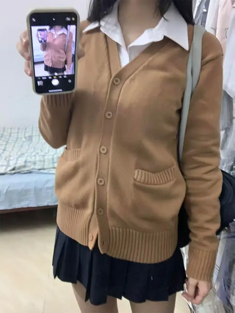 

Японский Sle JK orm Вязаный кардиган Свитер Осенне-зимний школьный orm Color Layering Long Sve Top ort Sk...