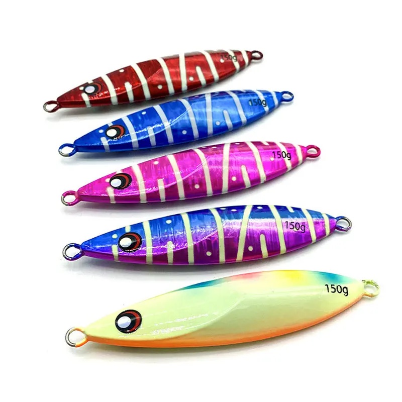 Metal Jigging Lure para pesca de água salgada, Slow Pitch Jig, isca de pesca dura, Glow Jigs, Fish Falling Jigs, 150g, 200g, 260g, 1Pc