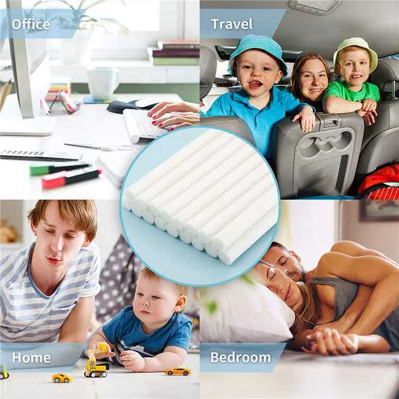 UNCL 100Pcs Car Humidifier Sticks Cotton Filter Refill Sticks Filter Replacement Wicks For Portable Ultrasonic Aroma Diffuser