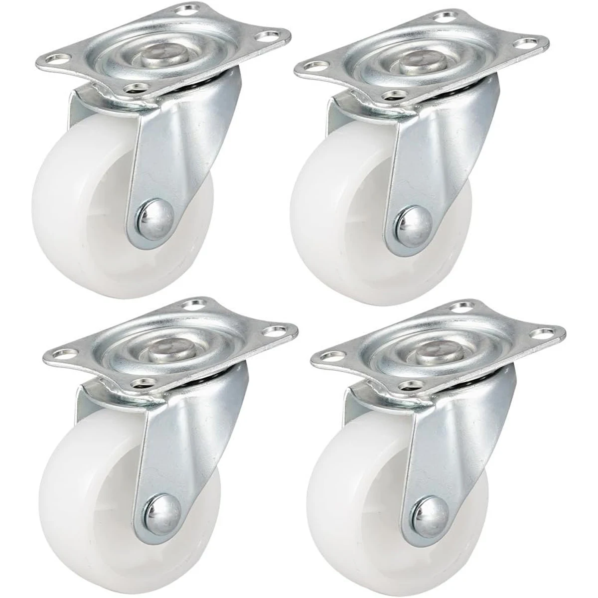 KMT 4Pcs Swivel Caster Wheels,1.25inch Polypropylene with 360 Degree Top Bearing Plate 44LBS Capacity for Furniture Carts