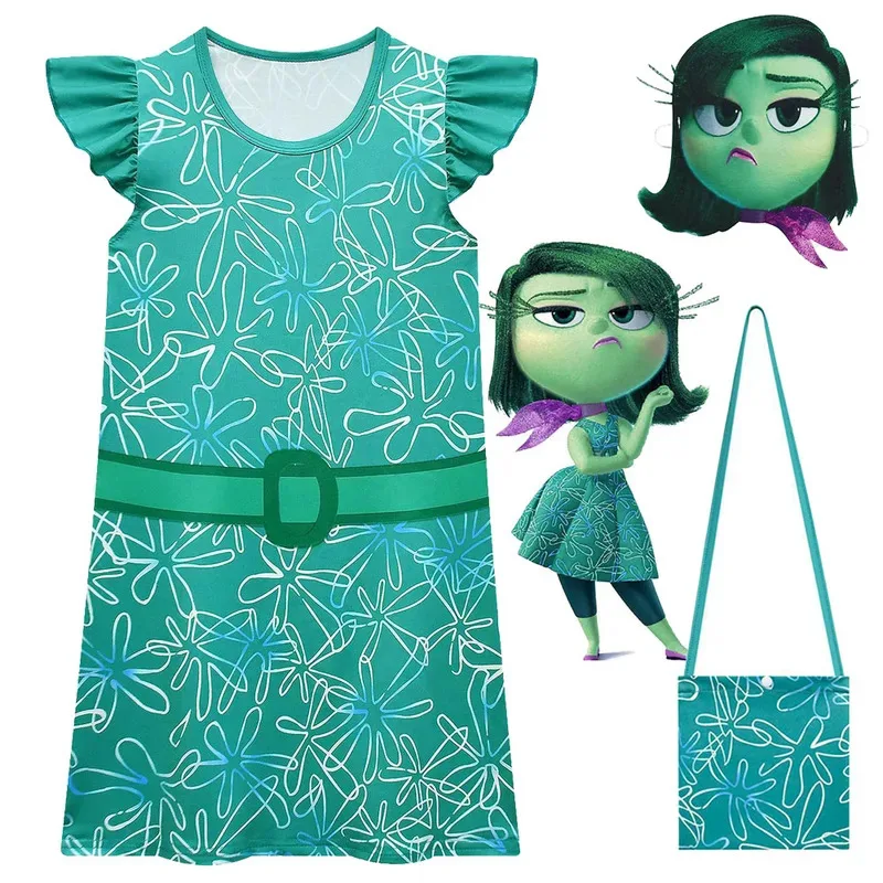 فستان الأميرة wiwiwi 123Inside Out للفتيات الصغيرات Joy Disgust التأثيري للأطفال لحفلات أعياد الميلاد وأعياد الميلاد وأكمام صيفية Feifei Su