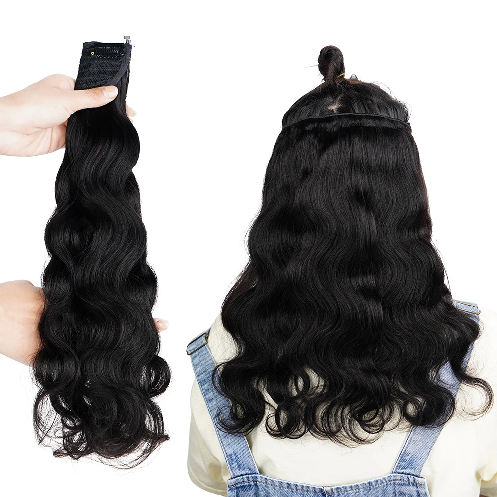 دورين الجسم موجة متموجة كليب في قطعة واحدة آلة ريمي وصلات شعر بشرية مع مشبك شعر السمكة النار هولا قابل للتعديل في 120 150 جرام