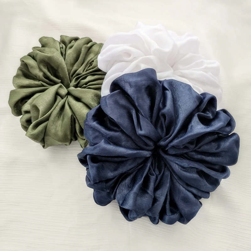 Scrunchies di velluto oversize fascette per capelli accessori Hijab Scrunchie fasce elastiche per capelli di colore solido per donne musulmane