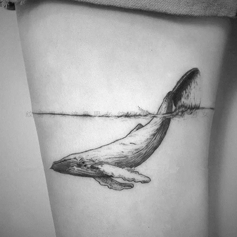 Whale Tatoo Sticker Lasting Fake Tattoo for Woman Man Arm Temporary Tattoo Punk Thigh Art Faux Tattoos Waterproof Tatuajes