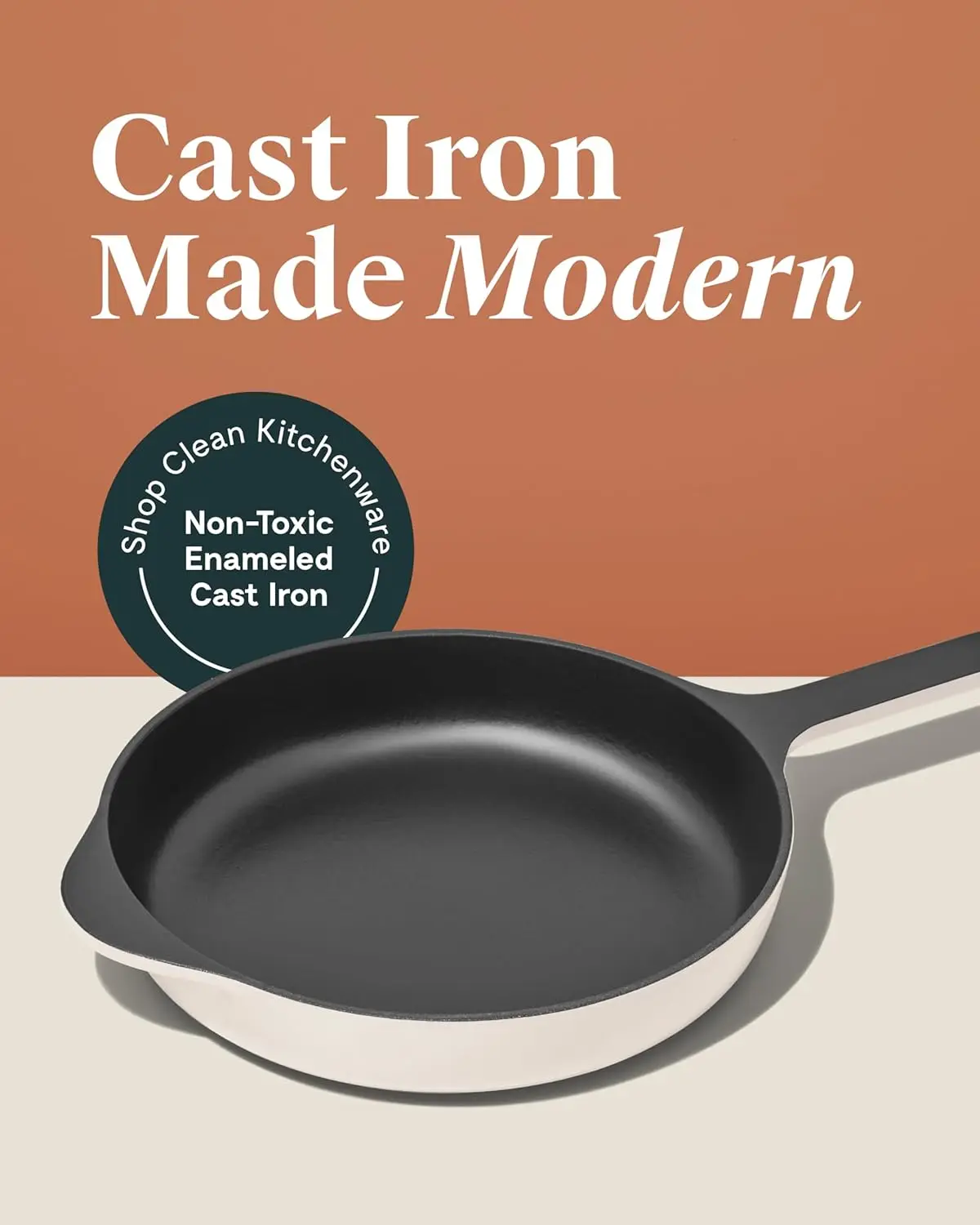 Cast Iron Skillet-10.5” Enameled Cast Iron Pan With 3 Layer Enamel Coating -No Seasoning Required -Compatible With All Stovetops