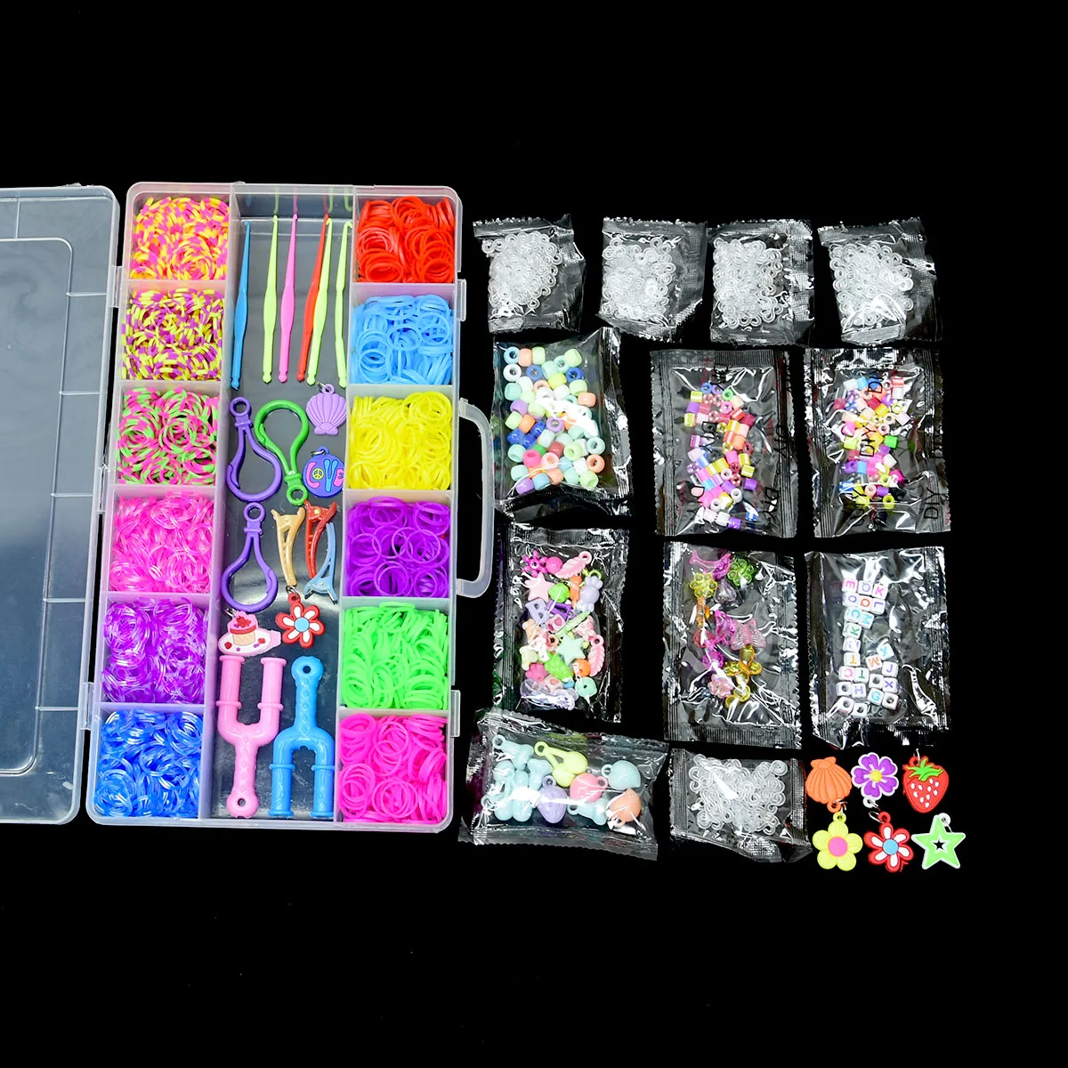 DIY elastisch rubberen lint gereedschapskist geweven armband handgemaakt meisje cadeau kinderspeelgoed regenboog armband weefgetouw maken kit