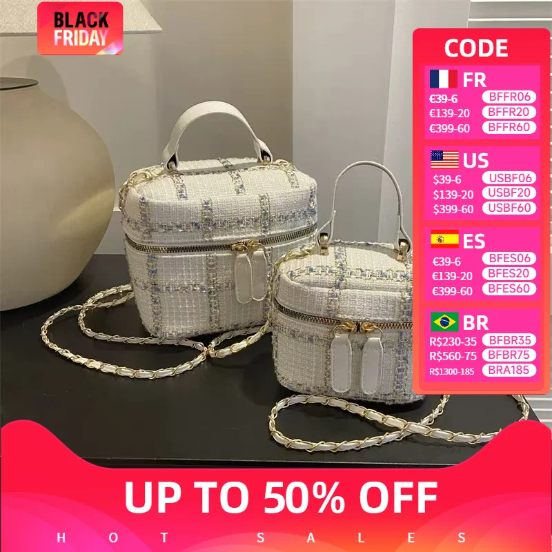 Hand Bucket Bag Female 2024 Autumn New Fashion Diamond Chain Small Crossbody Leisure Bag