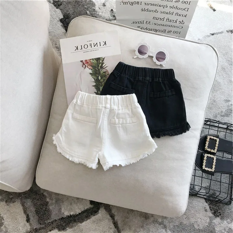 Children\'S Clothing Summer New Solid Color Korean Pants Girls Casual White Jeans Toddler Kids Solid Color Shorts Baby Hot Pants