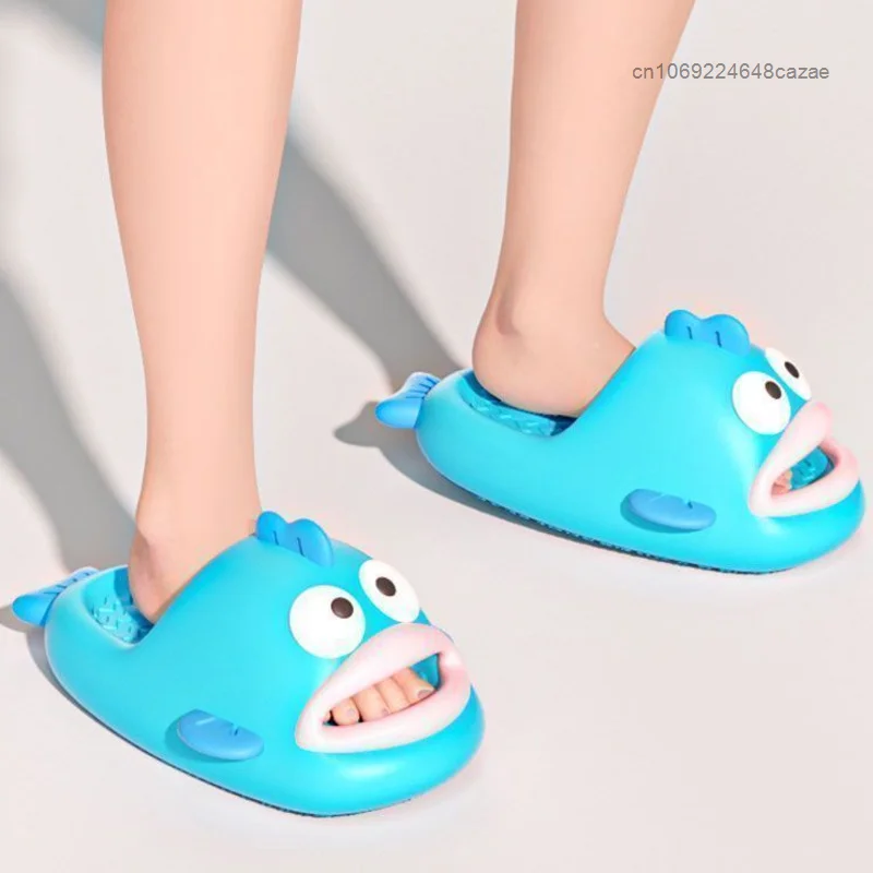 Sanrio Hangyodon Summer Soft Thick Sole Kawaii Shoes Home Creative Design Anti Slip Funny Slippers Y2k Women Beach Cute Slip Ons