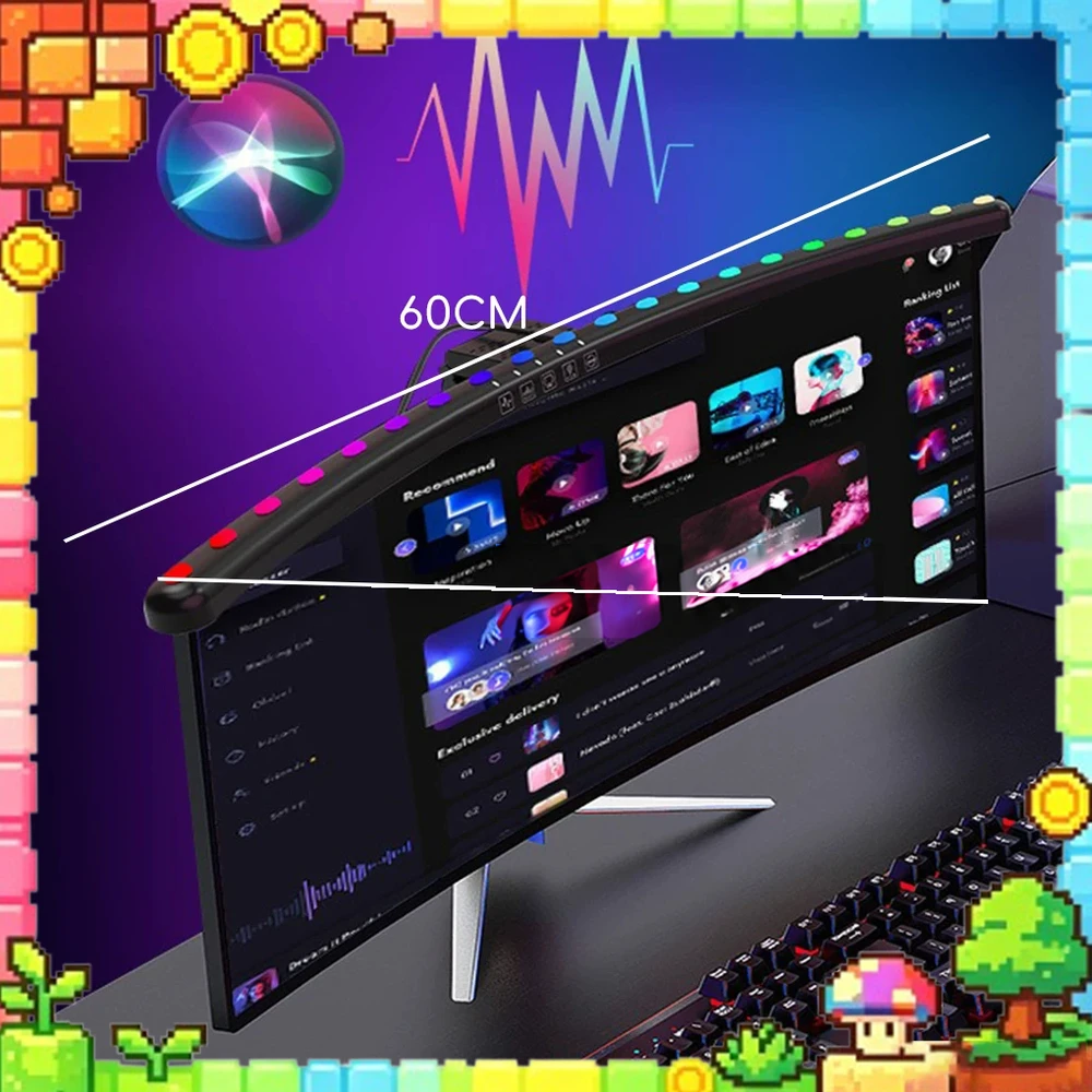 CHIGO 60cm Monitor Light Bar for Curved Screens RGB Ambient Lighting Touch Control USB-C Power Warm Cool Natural Light