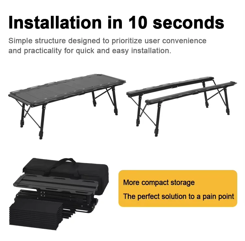 Portable Lightweight Five-Unit IGT Foldable Aluminum Garden Table Modern Design Outdoor Furniture for Camping BBQ Picnics