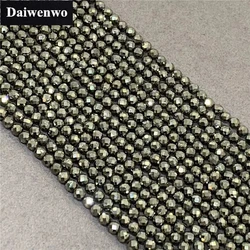 Natural Stone Pyrite Small Facet Beads Shiny 2/3/4mm Cut for DIY Accessories