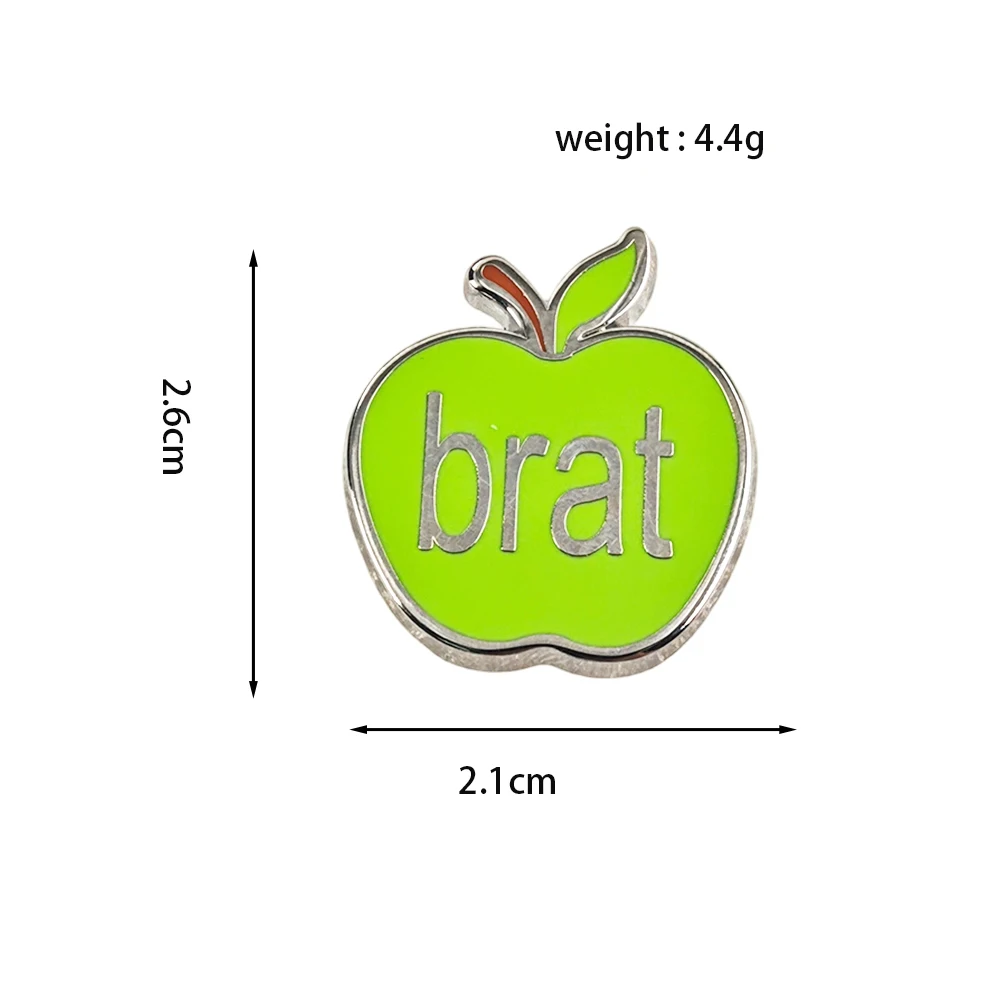 Charli XCX Brat Emaille-Pins Niedliche Grüne Apfel-Broschen Indie-Pop-Musikalbum-Logo-Abzeichen Kleidung Rucksack Anstecknadel Fangeschenk – Detail 3