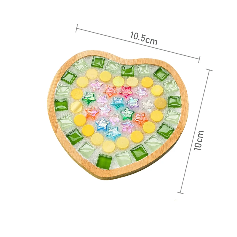 Love Shape Handmade DIY Material Package Creative Mosaic Bamboo Coaster Children Make It Themselves Handicraft