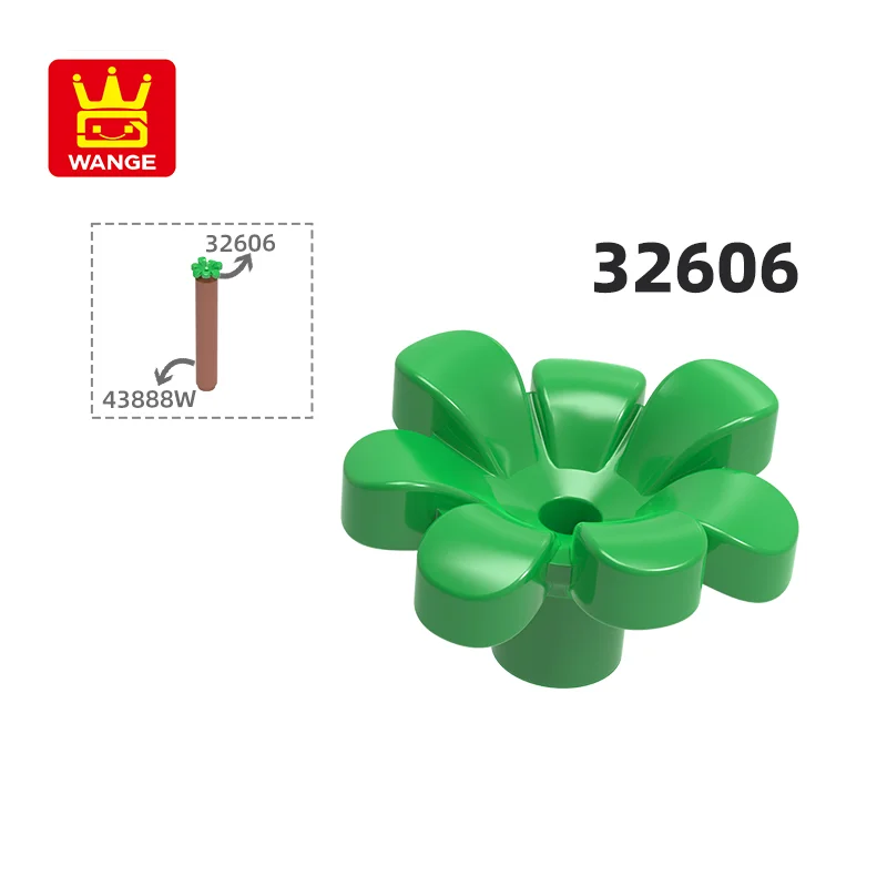 Wange 32606 100g/746PCS Flower with Pin 7Thick Petals Building Block Moc Compatible with Brick DIY Children's Toy