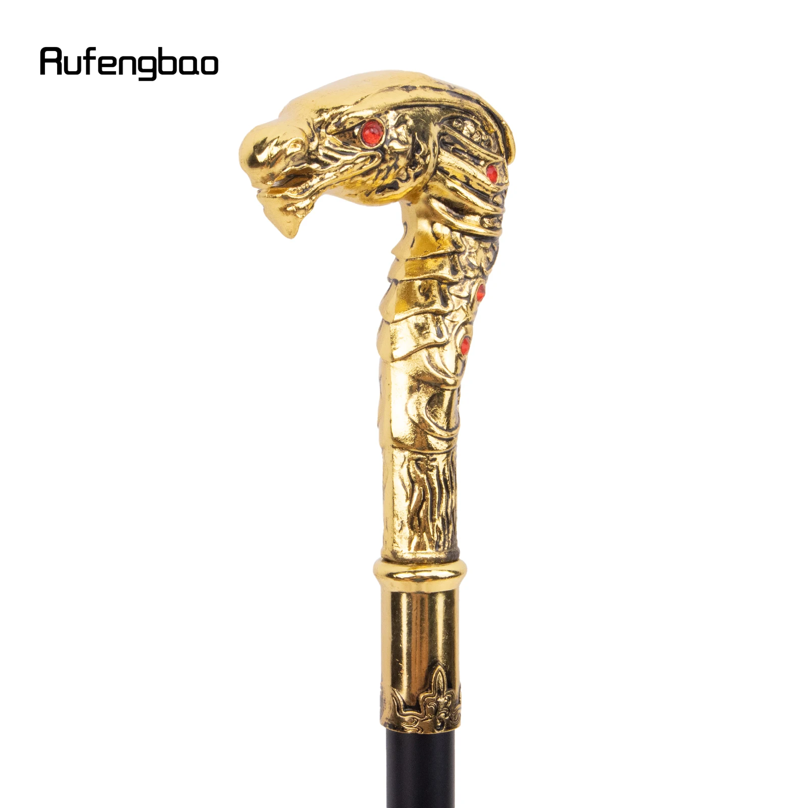 Golden Dragon Head Walking Cane, Bastão Decorativo para Cavalheiros, Botão de Crochet de Cosplay Elegante, Moda de Luxo, 93cm