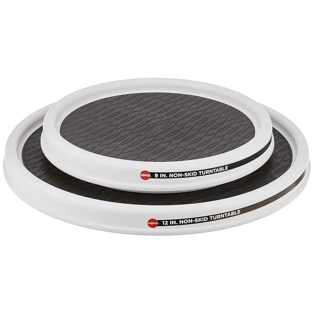 

5220593 Non-Skid Pantry Cabinet Lazy Susan Turntable, 9-Inch And 12-Inch, White/Gray, 2-Pack