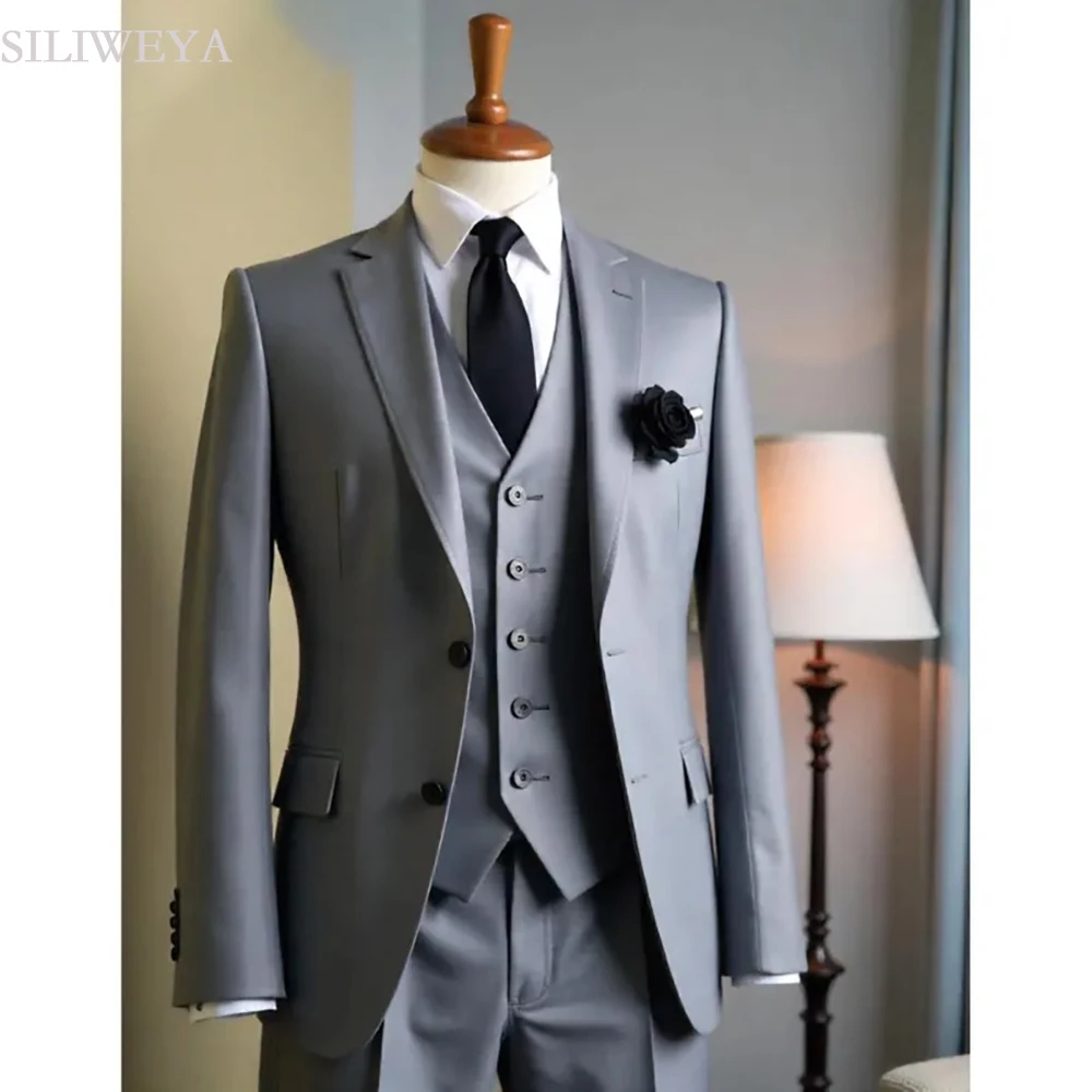 

SILIWEYA High Quality Men's Suits for Wedding Formal Single Breasted Notch Lapel Slim Fit 3 Piece Jacket Pants Vest Costume 2025