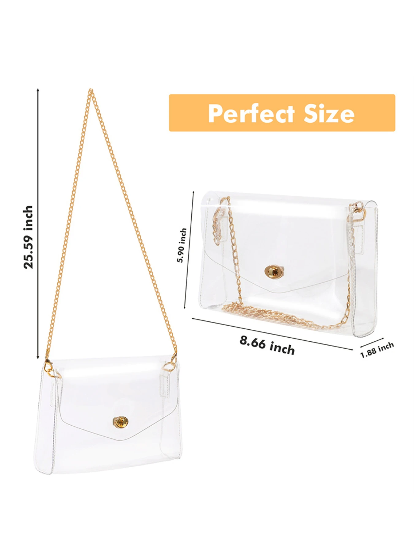 2024 New Fashion Clear Pack Bag borsa a tracolla borsa trasparente da donna tracolla rimovibile borsa a catena in metallo portafoglio regalo Trans