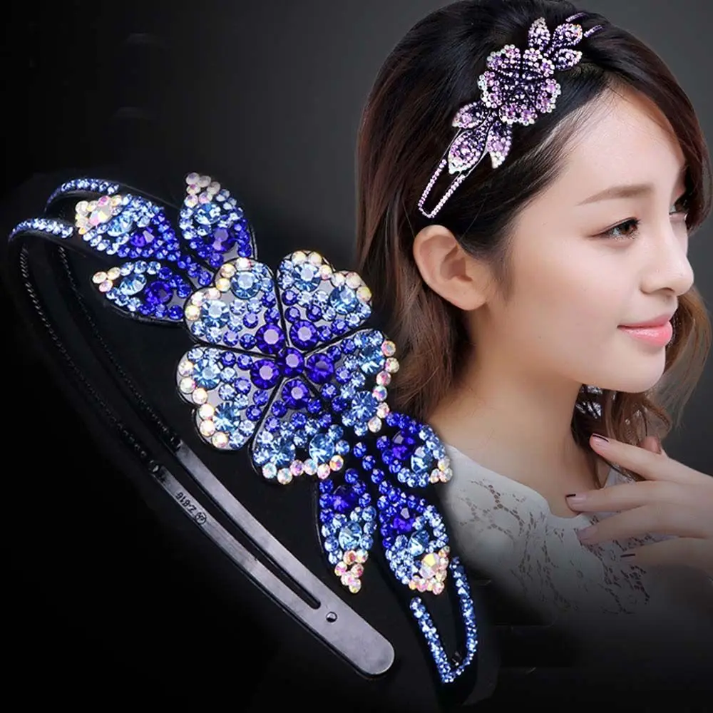 

Sweet Simple With Gear Summer Non-slip Domand Hair Hoop Korean Hairbands Rhinestone Headband Flower Headband Women Hair Hoop