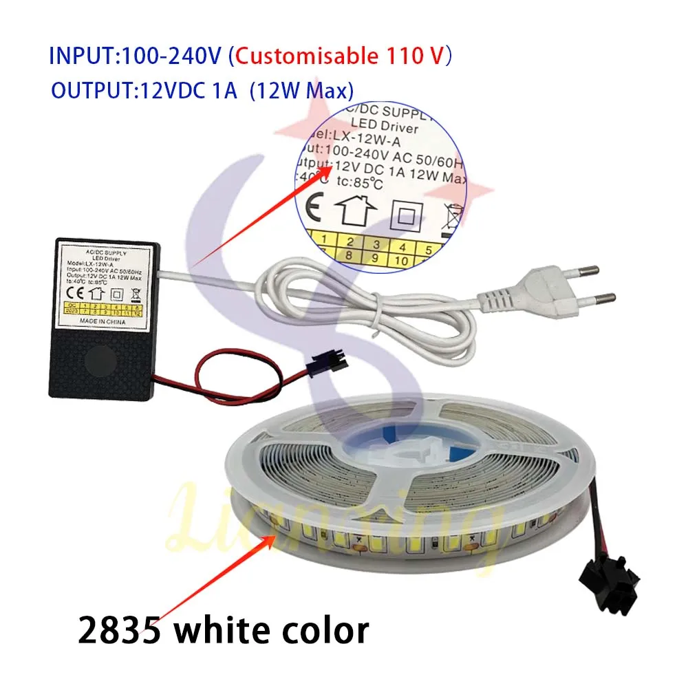 Imagem -02 - Controlador de Luz de Tira Interruptores do Sensor de Toque Luz do Espelho Armário de Banheiro Inteligente 5m 2835 120d um Conjunto 12v1a 12w