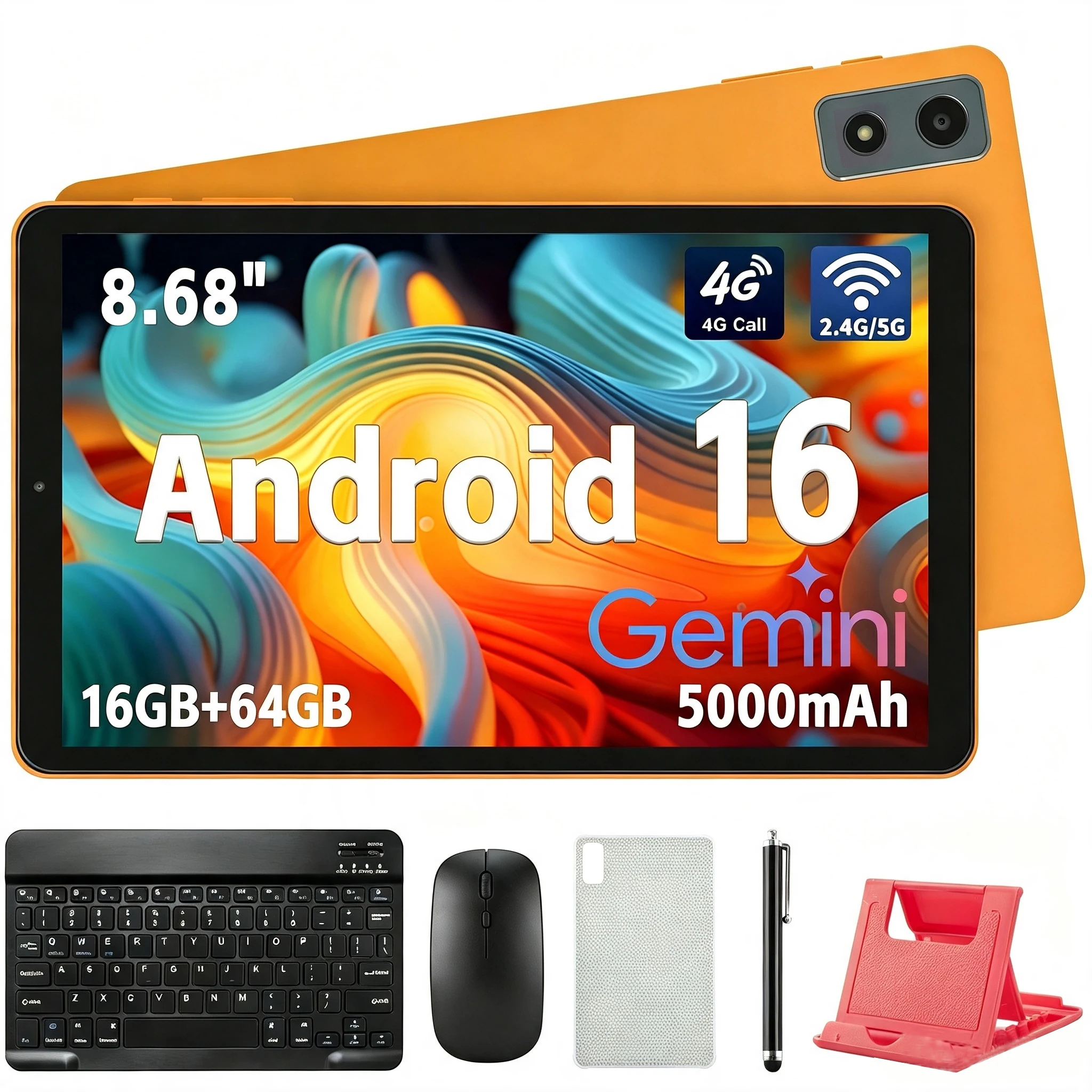 Paitanry Android 16 Tablet PC 8.68 Inch 4G LTE T616 8 Core 8GB RAM 64GB ROM 5000mAh Dual WiFi 6 Face ID GPS Dual SIM 2026 Tablet