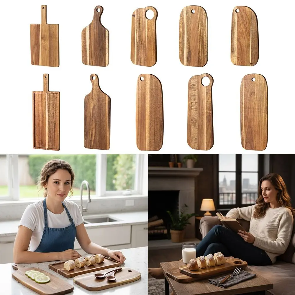 Thickened Cutting Boards with Handle Anti-mold Chopping Blocks Kitchen Tools Wooden Charcuterie Board For Bread Fruit Plates