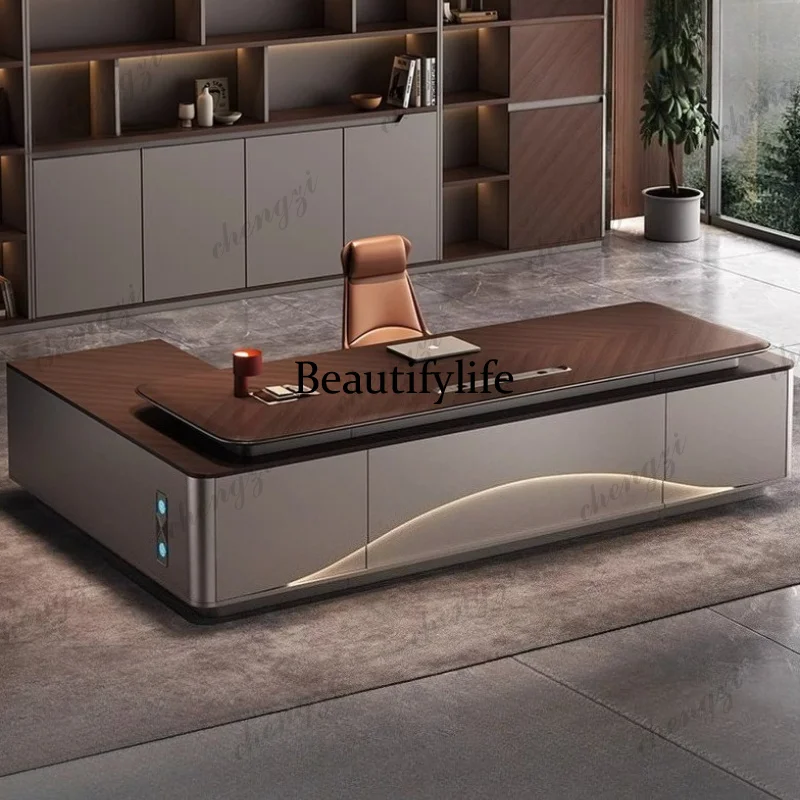 

L181 Simple modern luxury with LED light office desks and workstations Computer desk room table Writing study tables furniture