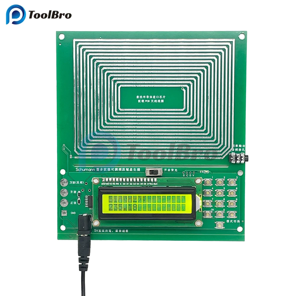 LCD Digital Schumann Generator Resonance Frequency Pulse Sine Square Wave DC 5V Adjustable 0.1Hz-30KHz 7.83HZ Audio Resonator